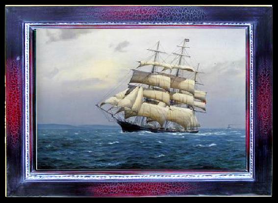 framed  unknow artist Seascape, boats, ships and warships. 108, Ta047